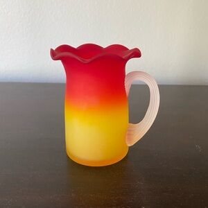 Hand Blown Pilgrim Glass Mini Vase With Applied Handle